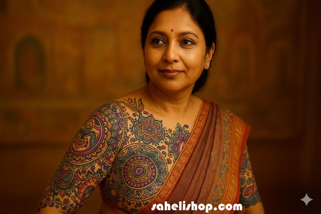 indian lady with henna body painting