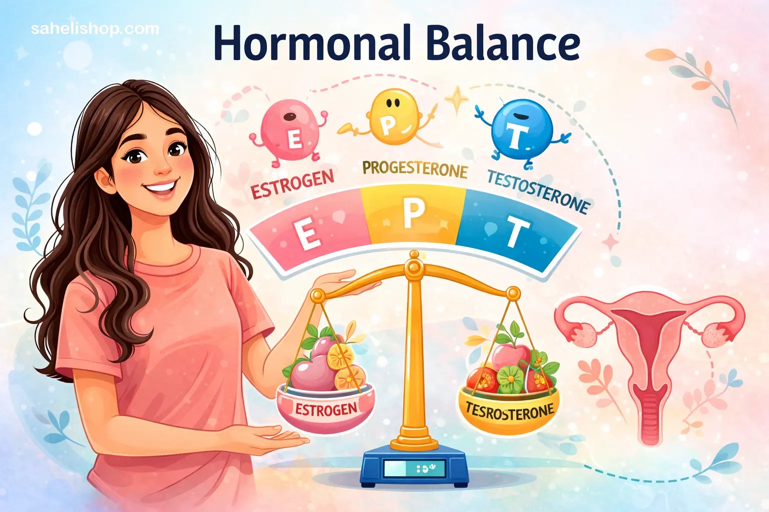 Illustration showing hormonal balance concept. saheligyan by sahelishop
