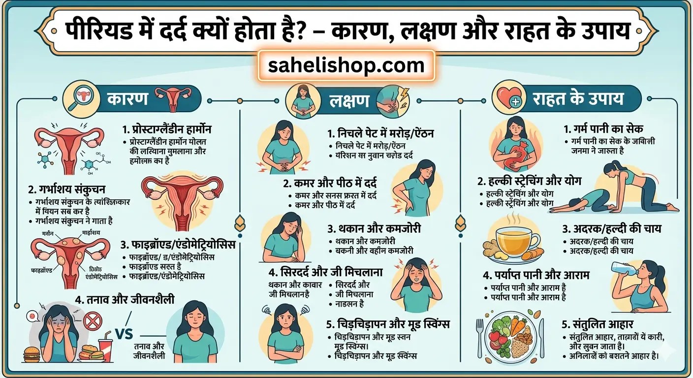 period me dard hone ka karan image illustration by sahelishop.com