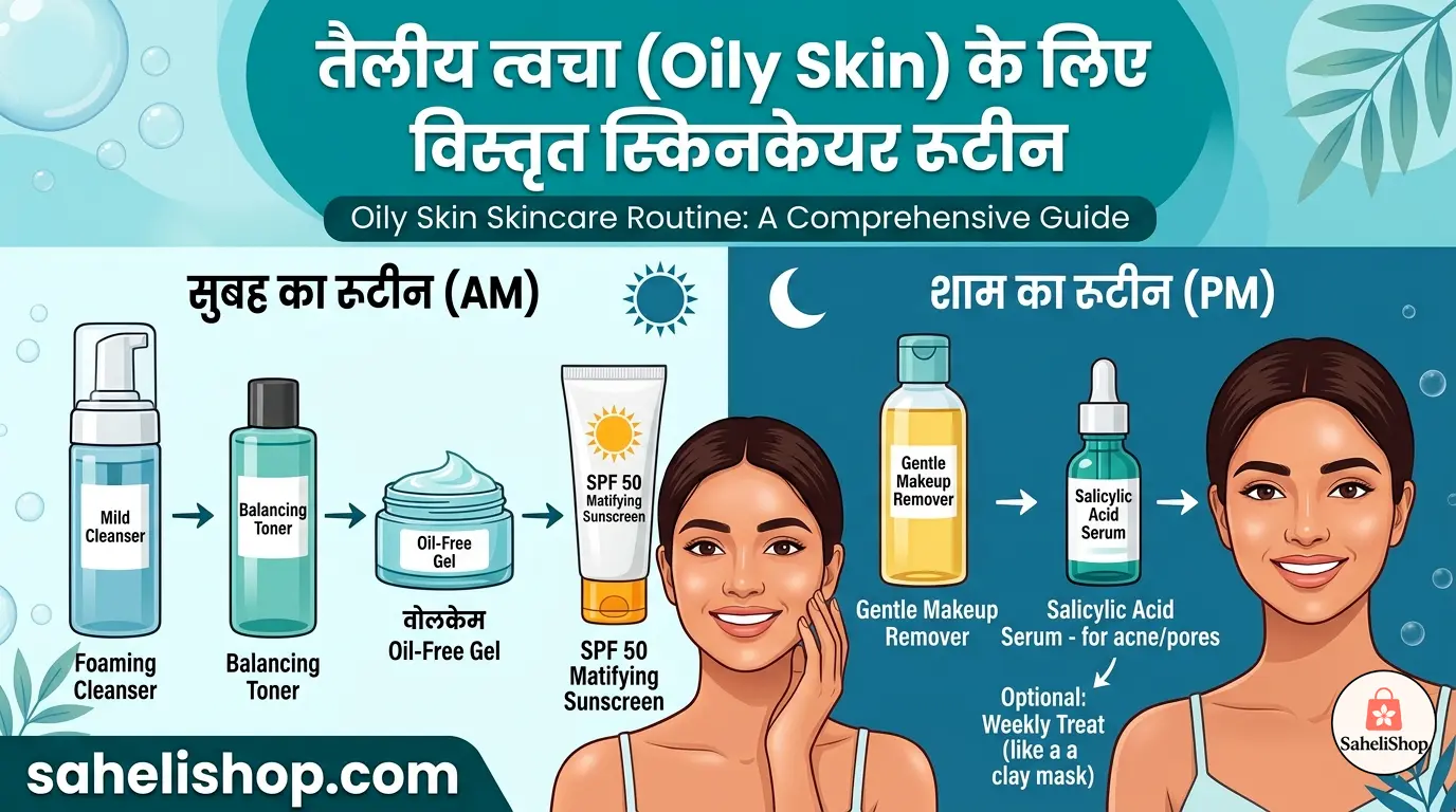 तैलीय त्वचा (Oily Skin) के लिए विस्तृत स्किनकेयर रूटीन